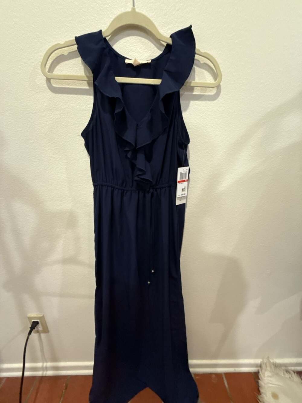 Kingston Grey Navy Ruffle Neck Day Maxi Dress Size XS